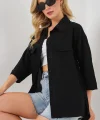 Cep Detaylı Kısa Kol Gömlek 20317 - Siyah