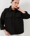 Cep Detaylı Oversize Gömlek 20313 - Siyah