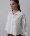 Cepli Kısa Kesim Gömlek - Beyaz