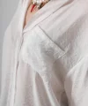 Cepli Oversize Gömlek - Beyaz