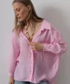 Cepli Oversize Gömlek - Pembe