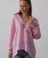 Cepli Oversize Gömlek - Pembe