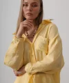 Cepli Oversize Gömlek - Sarı