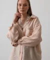 Cepli Oversize Gömlek - Taş