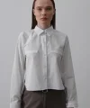 Cepli Uzun Kol Gömlek - Beyaz