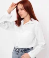 Cepli Uzun Kol Gömlek - Beyaz