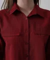 Cepli Uzun Kol Gömlek - Bordo