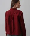 Cepli Uzun Kol Gömlek - Bordo