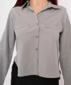 Cepli Uzun Kol Gömlek - Gri