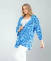 Çiçek Desen Mavi Kimono