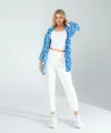 Çiçek Desen Mavi Kimono