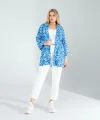 Çiçek Desen Mavi Kimono