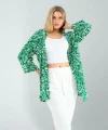 Çiçek Desen Yeşil Kimono
