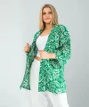 Çiçek Desen Yeşil Kimono
