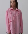 Çiçekli Oversize Gömlek  Pembe