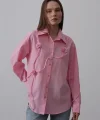 Çiçekli Oversize Gömlek  Pembe
