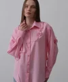 Çiçekli Oversize Gömlek  Pembe