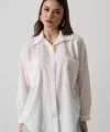Çift Cepli Uzun Kol Gömlek  Beyaz