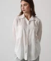 Çift Cepli Uzun Kol Gömlek  Beyaz