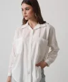Çift Cepli Uzun Kol Gömlek  Beyaz