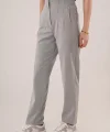 Çift Pens Detaylı Gri Pantolon