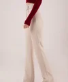 Cırt Kapama Detaylı Krem Pantolon