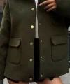 çıt çıt Kapama Kaşe Kaşmir Kumaş Cep Ve Düğme Detay Oversize Bleazer Bol Kesim Kalın Pinterest Ceket ont  Haki
