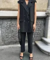 ÇİZGİİ UZUN YEEK  PANTOON TAKI POVİCON  Antrasit
