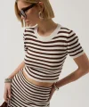 Çizgili Bisiklet Yaka Crop
