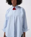 Çizgili Detay Oversize Gömlek