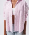 Çizgili Detay Oversize Gömlek