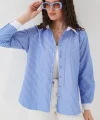 Çizgili Gömlek 20288  Mavi