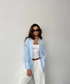 ÇİZGİLİ GÖMLEK - Mavi