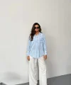 ÇİZGİLİ GÖMLEK - Mavi
