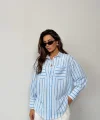 ÇİZGİLİ GÖMLEK - Mavi