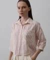 Çizgili Kısa Gömlek - Bej Pembe