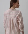 Çizgili Kısa Gömlek - Bej Pembe