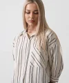 Çizgili Kısa Gömlek  Ekruacivert
