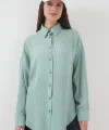 Çizgili Oversize Gömlek 20295  Mint