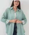 Çizgili Oversize Gömlek 20295  Mint
