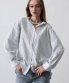Çizgili Oversize Gömlek  Açık avi