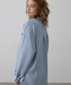 Çizgili Tek Cep Gömlek - Bebe Mavisi