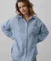 Çizgili Tek Cep Gömlek - Bebe Mavisi