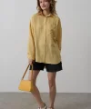 Çizgili Tek Cep Gömlek - Sarı