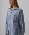 Çizgili Tunik Gömlek - Mavi Desen 1
