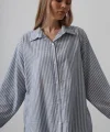 Çizgili Tunik Gömlek - Mavi Desen 4