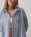 Çizgili Tunik Gömlek - Mavi Desen 5