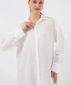 Çizgili Uzun Gömlek Tunik 5963 - Beyaz