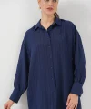Çizgili Uzun Gömlek Tunik 5963 - Lacivert