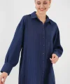 Çizgili Uzun Gömlek Tunik 5963 - Lacivert